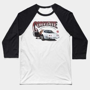 White Corvette Baseball T-Shirt